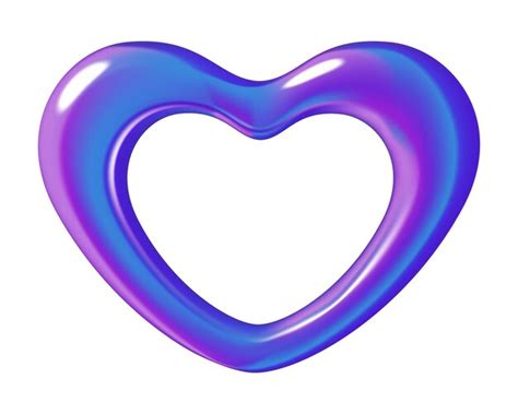 Premium Vector Chrome Heart D Shape Purple Vector Iridescent Yk