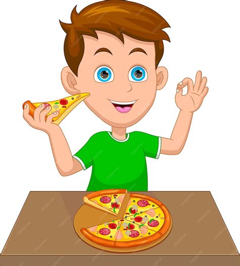 Niño Comiendo Pizza Vector Premium Generado Con Ia