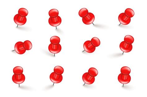 Premium Vector | Realistic red push pins board tacks isolated on white ... 