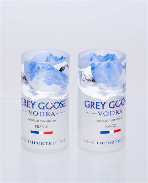 Set Of 2 Hand Cut Grey Goose Vodka Glasses