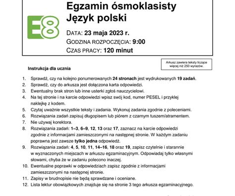 Egzamin ósmoklasisty 2023 Za uczniami test z języka polskiego