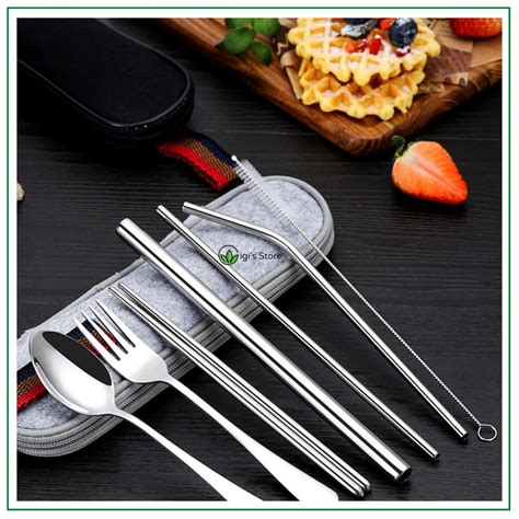 Bộ Dụng Cụ Ăn Uống Tiện Lợi Cao Cấp Inox 304 Không Gỉ Kèm Túi Đựng