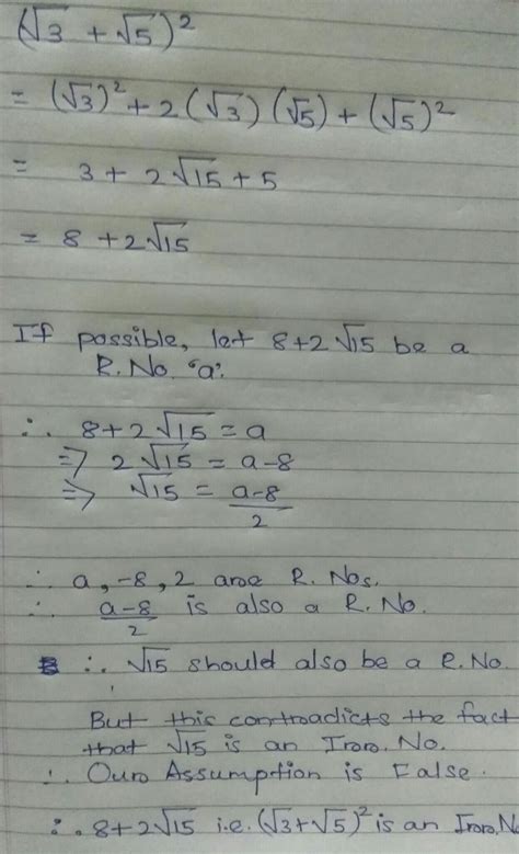 Show That Is An Irrational Number Edurev Class Question