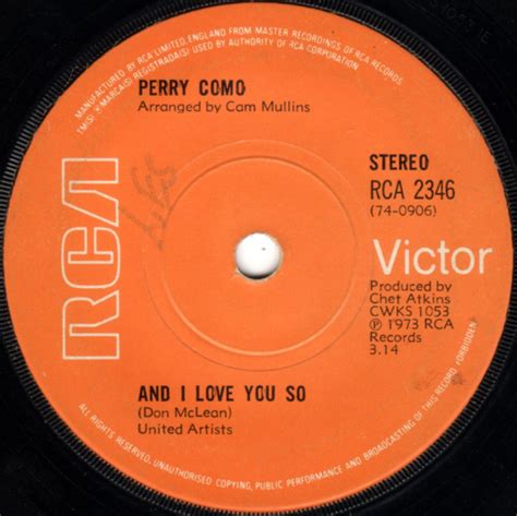 Perry Como And I Love You So Releases Discogs