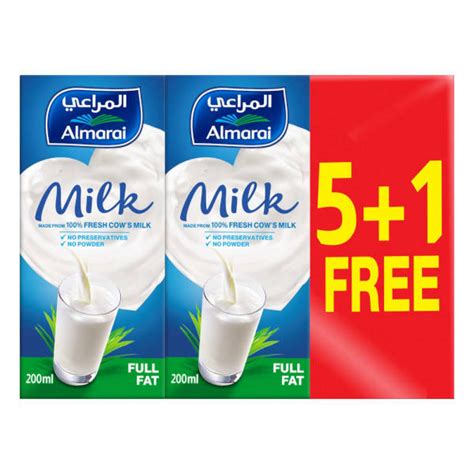 Almarai Long Life Milk Full Fat 200ml 5 1 Free