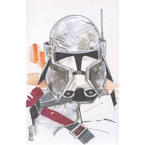 Clone Commander Bacara Star Wars Signed Original Drawing By Tom