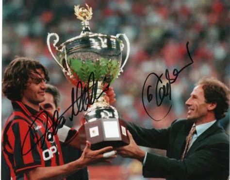 Foto Autografata Franco Baresi Paolo Maldini Autografo Signed Photo