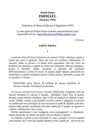 Daniel Quinn Ishmael Libro In Italiano Pdf