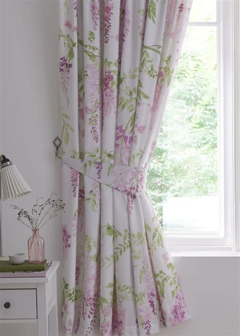 Dreams And Drapes Wisteria Pink Pencil Pleat Curtains With Tie Backs