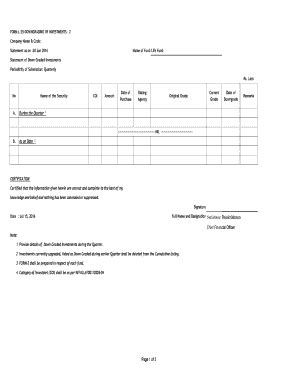 Fillable Online Form L Downgrading Of Investments Company Fax