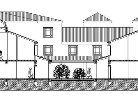 Autocad Dwg De Un Gran Edificio Elevaci N Seccional De Tres Pisos