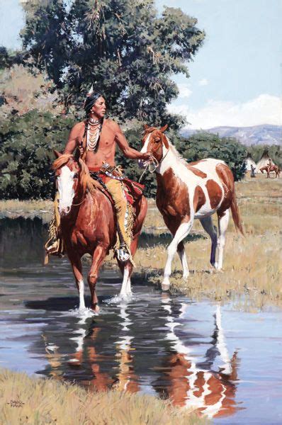 David Mann Sioux Summer Oil 36 X 24 Native American Horses Native