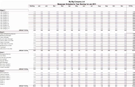 7 Free Manpower Planning Template Excel - Excel Templates