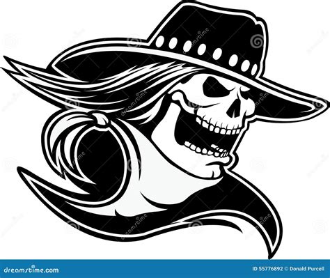 Cowboy Skull In A Western Hat And A Pair Of Crossed Guns Cartoon Vector