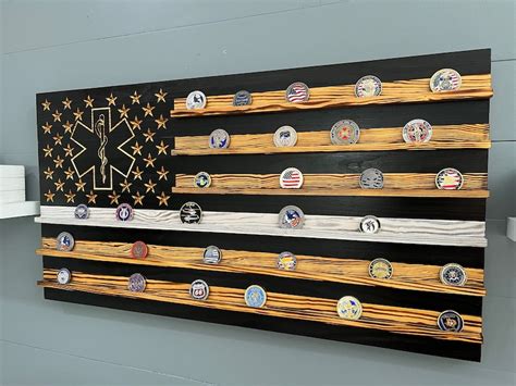 Thin White Line Star Of Life Challenge Coin Display Rack Etsy