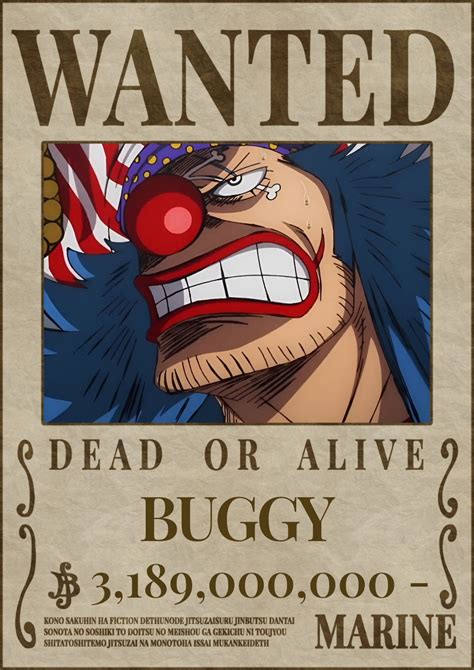 One Piece Cartaz De Procurado Atualizado Buggy One Piece Cartoon