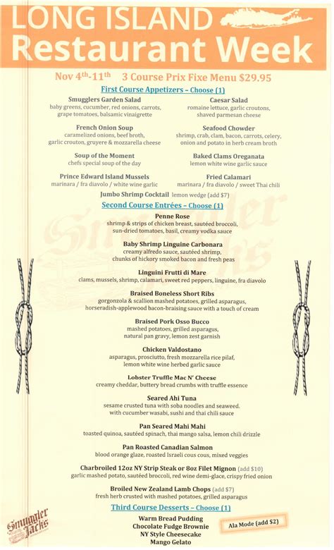 Restaurant Week Menu - Smuggler Jacks