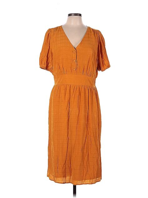 Ann Taylor Factory Solid Orange Casual Dress Size L 31 Off Thredup