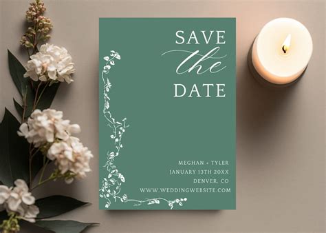 Sage Green Save The Date Invitation Elegant Save The Date Digital