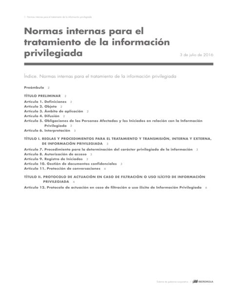 Normas internas para el tratamiento de la información