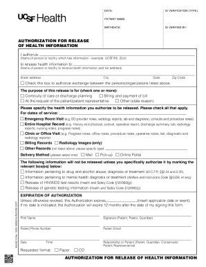 Fillable Online Health Information Release Authorization Form Health