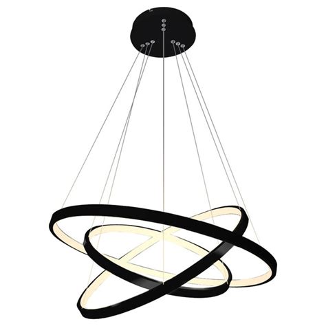 Lustre Pendente Moderno 60cm Anéis Led 89w 3 Arco Preto St517 Leroy