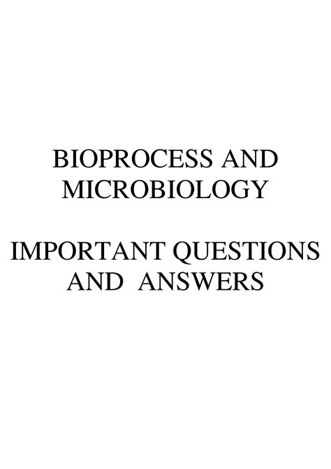 Solution Bioprocess And Microbiology Important Questions And Answers