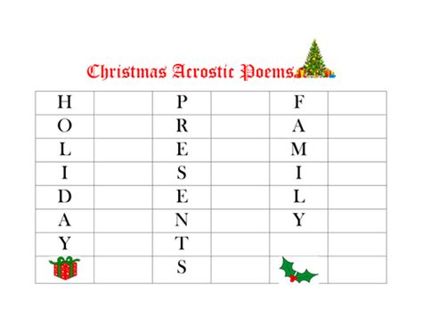 Christmas Acrostic Poems Worksheets Teaching Resources