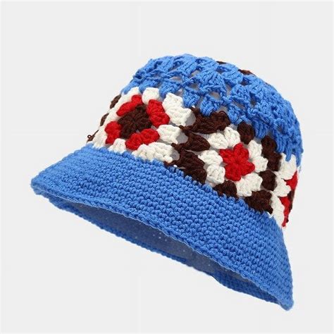 Cocopeaunts Summer Bucket Hat Women Hat Hollow Knitted Flower Wool Hat