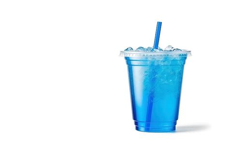 Blue Drink In A Plastic Cup Isolated On A White Background Take Away