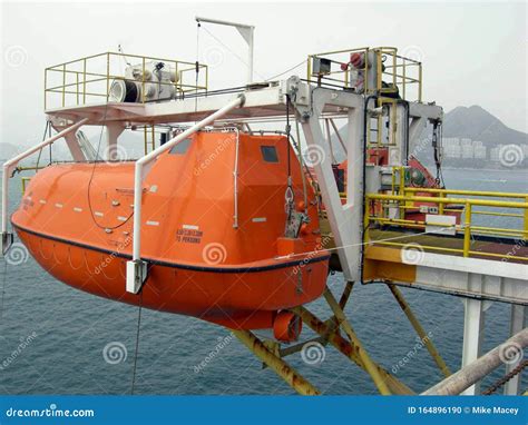 Life Boat on Semi Submersible Rig in South Korea. Stock Photo - Image of walkway, captain: 164896190