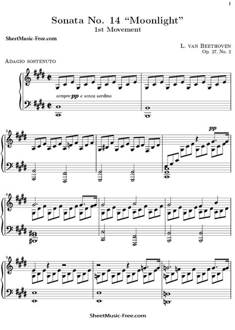 Moonlight Sonata Sheet Music Beethoven ♪ Sheetmusic Free