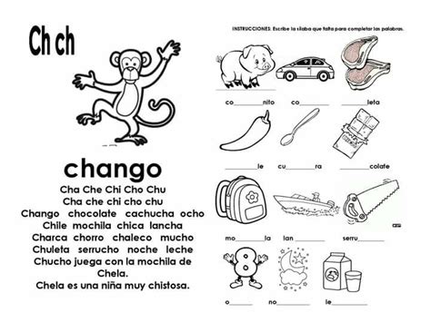 Actividades con la silaba cha che chi cho chu Blog didáctico