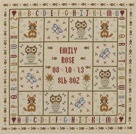 Four Foxes Birth Sampler Cross Stitch Kit Only