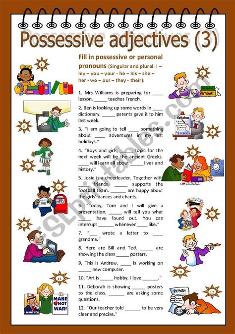 Possessive Adjectives Worksheet For Kids