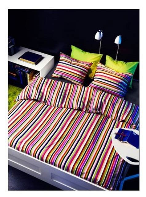 Ikea Dvala Randig King Duvet Cover Pillowcases Set Multicolor Bold