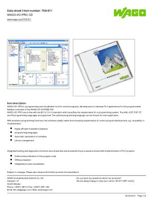 Fillable Online Data Sheetitem Number Wago I O Pro Fax Email