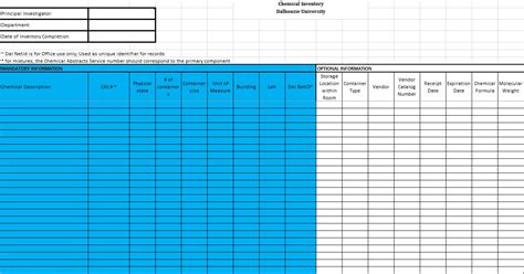 13 Free Sample Chemical Inventory List Templates - Printable Samples