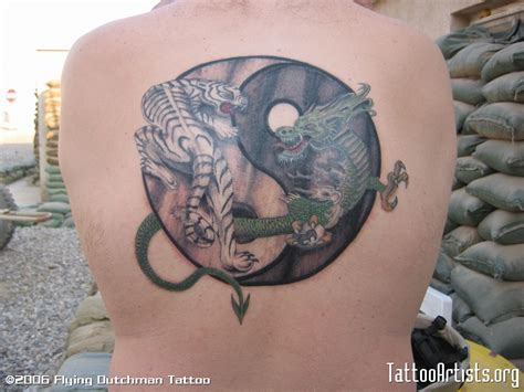 Dragon And Tiger Yin Yang Tattoo On Back