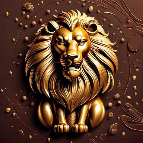 Premium AI Image | Golden lion on a chocolate background