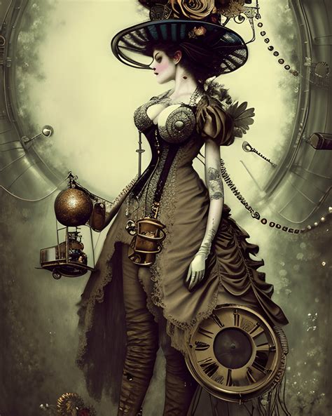 Hyper Realistic Steampunk Lady In Big Victorian Dress · Creative Fabrica