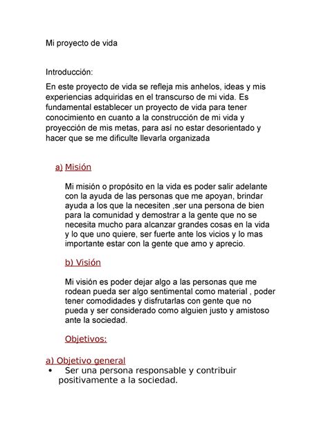 Mi Proyecto De Vida Hola Mi Proyecto De Vida Introducción En Este Proyecto De Vida Se