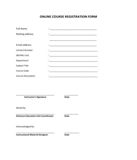 Sample Class Registration Forms