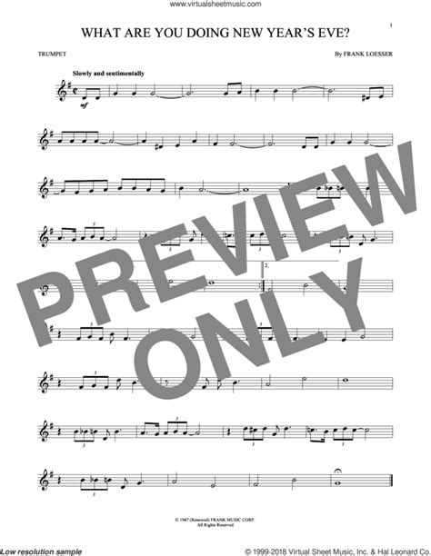 What Are You Doing New Year S Eve Sheet Music For Trumpet Solo