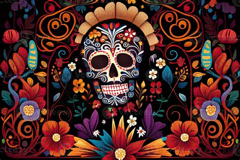 Dia De Los Muertos Background Day Of The Dead Art Decoration Bones