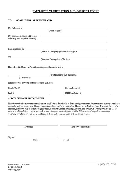 Generic Employment Verification Form Templates At