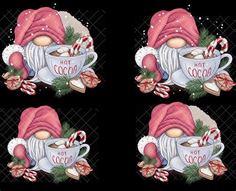 Christmas Gnome Png Hot Cocoa Pink Winter Clipart Digital Gonk Etsy