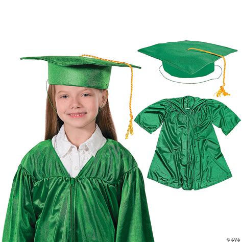 Kids' Green Elementary School Graduation Mortarboard Hat & Gown Set | Fun Express