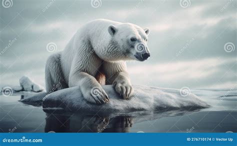 Polar Bear On Melting Ice Floe Generative Ai Stock Illustration