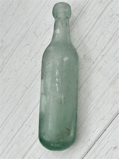 Antique Round Bottom Glass Bottle Pale Teal With Bubbles Etsy